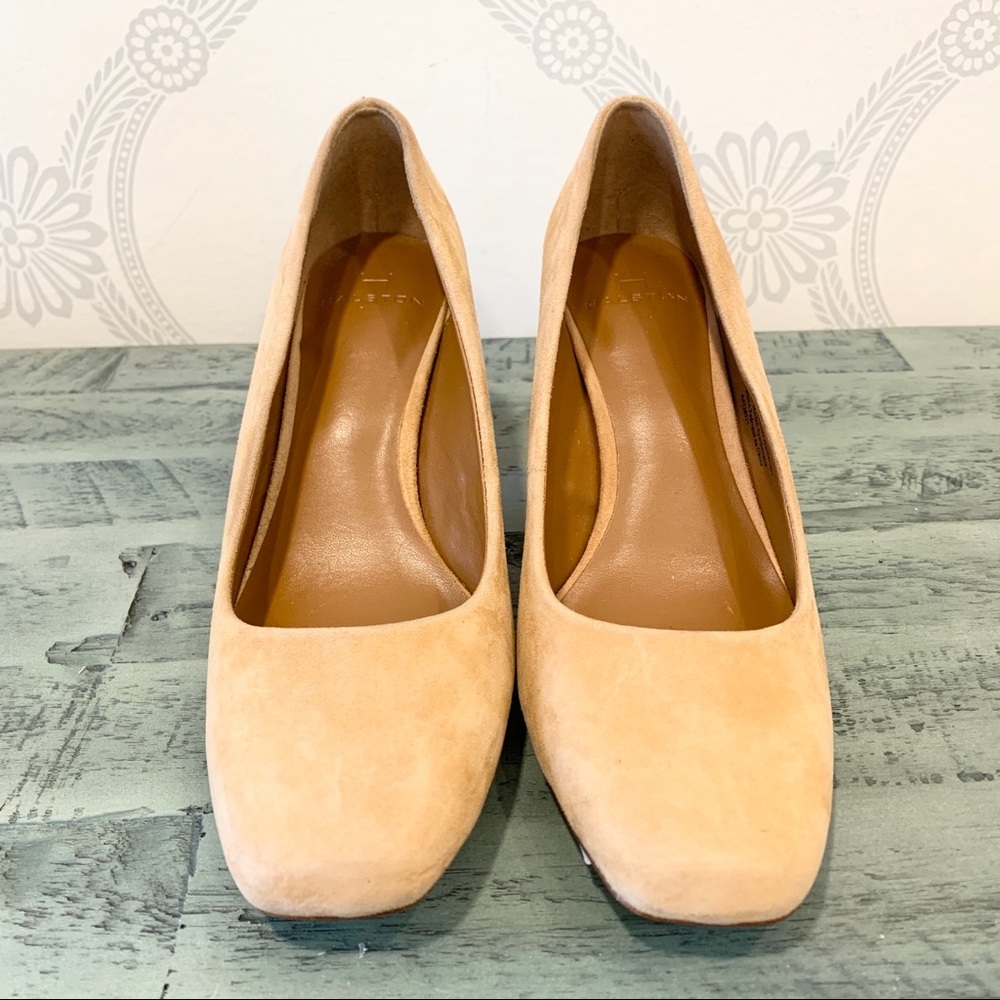 NEW H by Halston Whitney Shoes suede tan block heel 6 NWOB - Picture 3 of 8